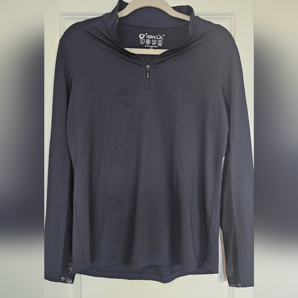 IBKÜL Cooling Sun Shirt Women’s Black Half Zip UPF 50+ Mesh Panels Size M